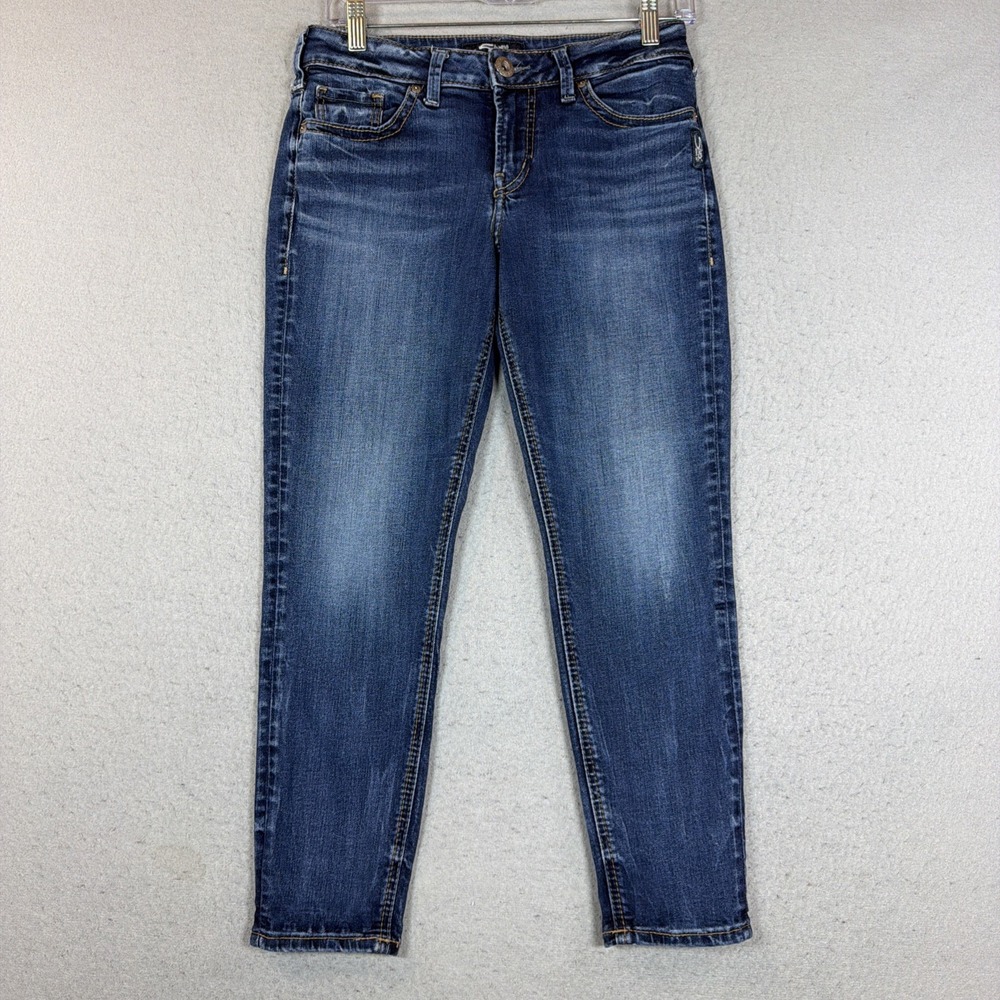 Silver Jeans Co Suki Skinny Crop Jeans Womens 29 Medium Wash Stretch Denim
